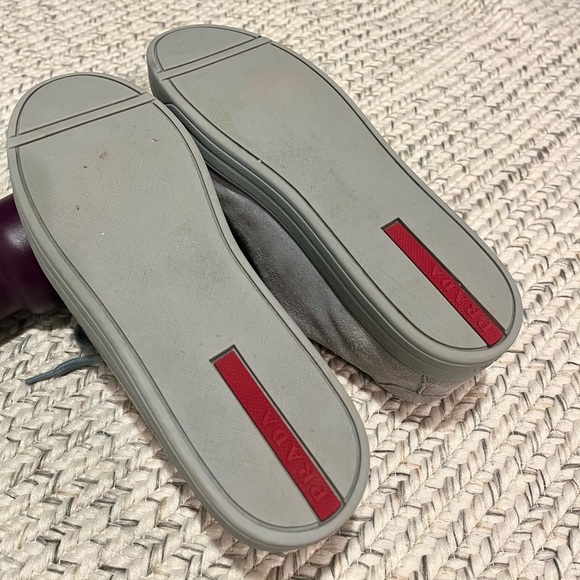 Prada Suede Sneaker in Powder Blue - Picture 3 of 10